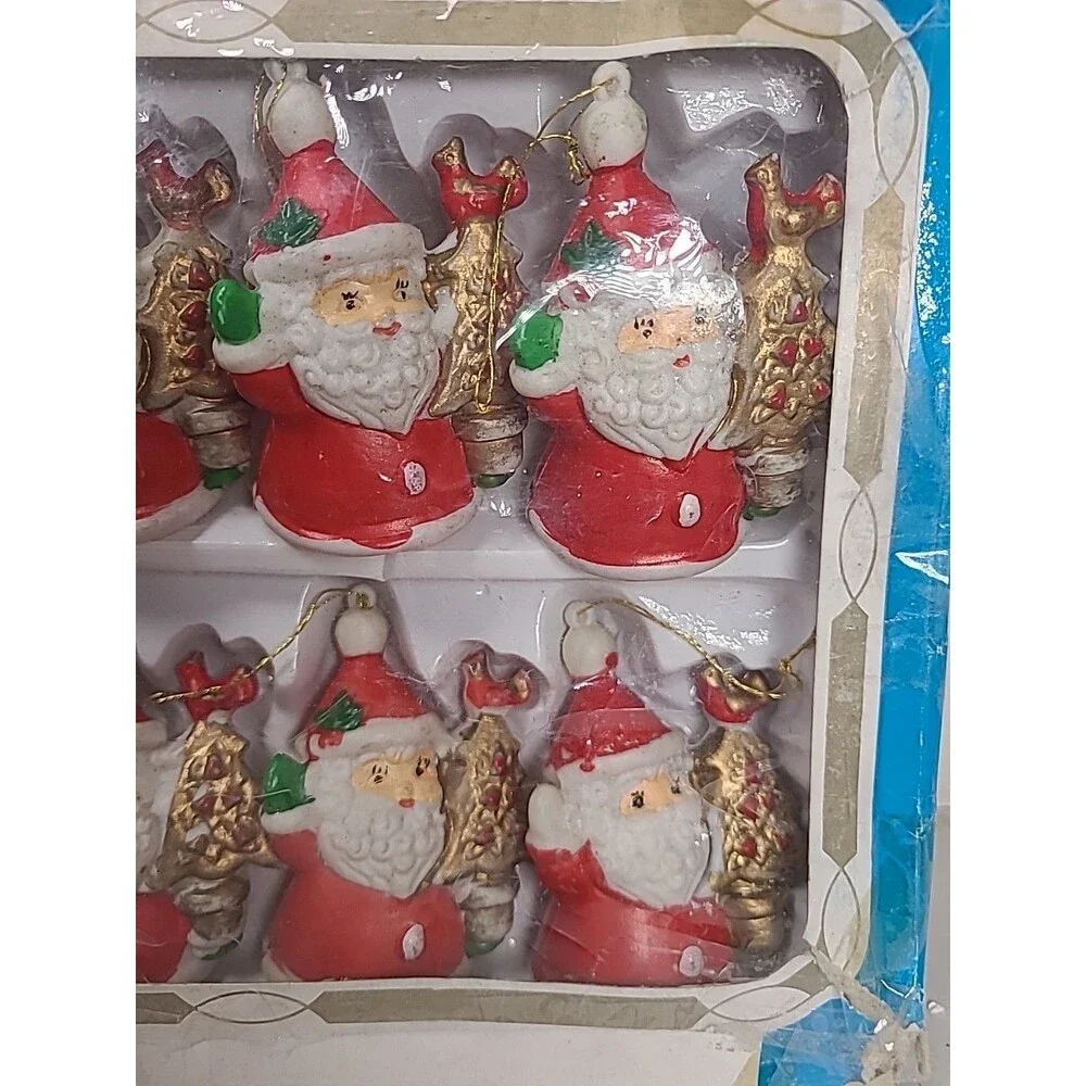 10 Vintage SANTA CLAUS Blow Mold String Light Covers Alderbrook Hong Kong